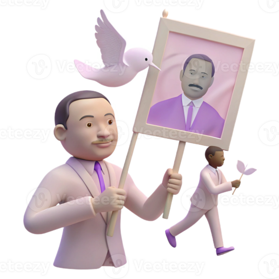 3D Character Holding Portrait Dove png