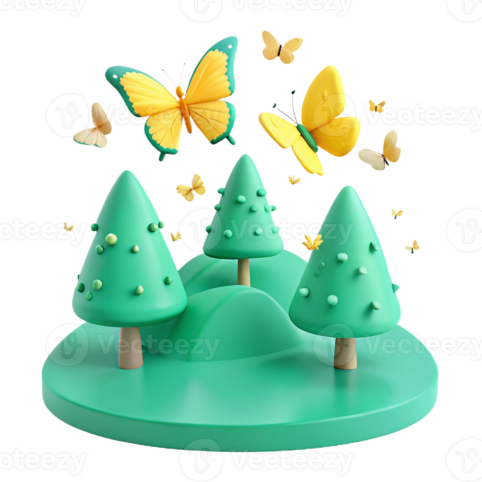Butterflies Flying Around Trees png