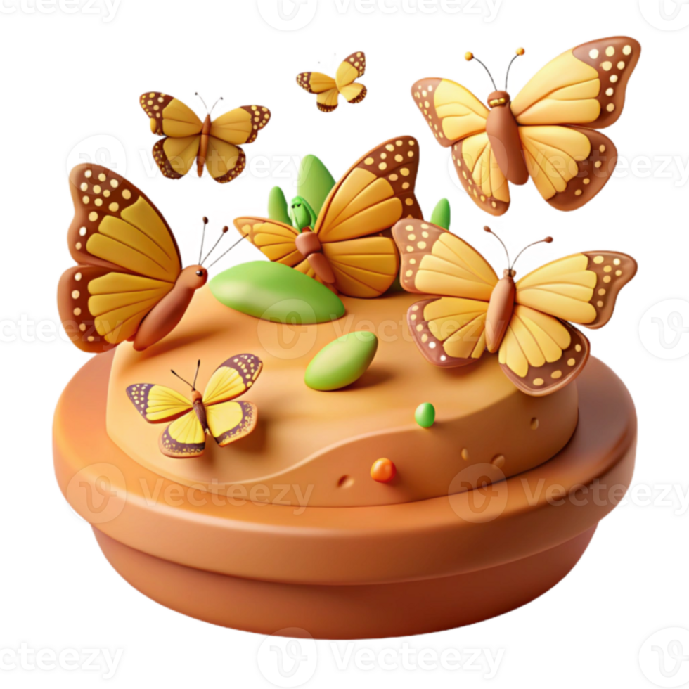 Butterflies on a Cake png