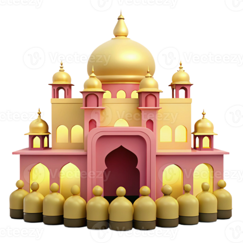 Golden Mosque with People png