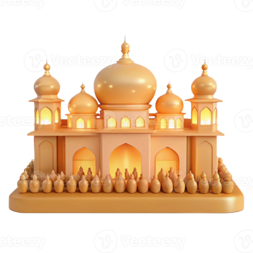 Golden Mosque 3D Render png