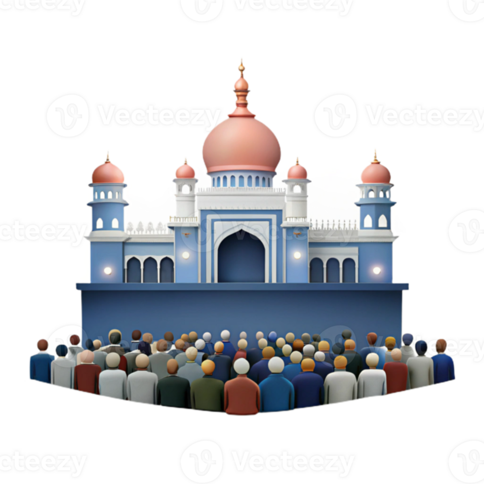 Mosque with Congregation png