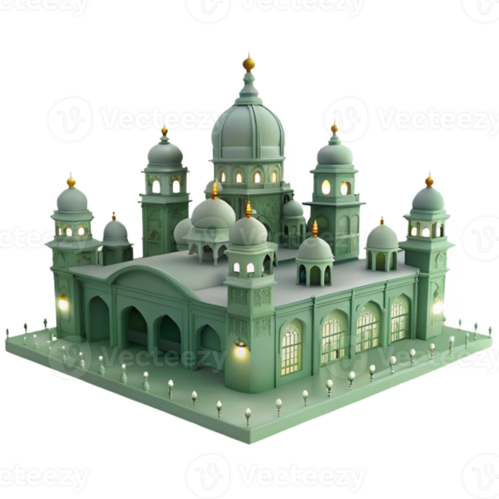 Green Mosque 3D Model png