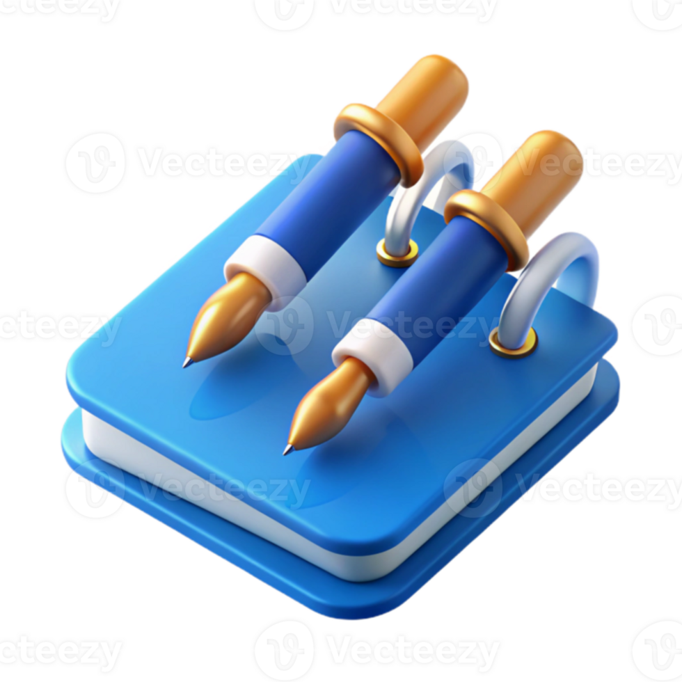Blue Notebook with Pens png