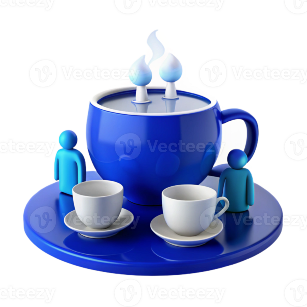 Steaming Cup with Figures A Symbol of Connection png