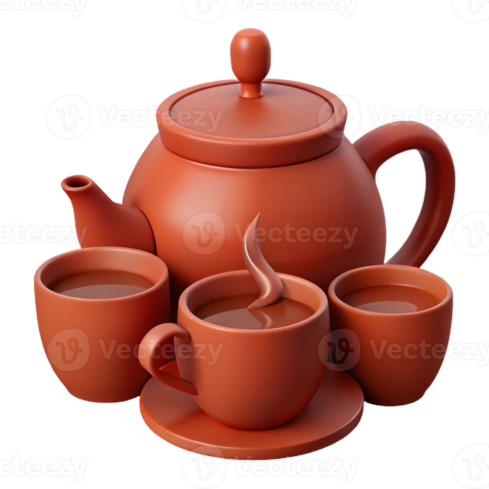 Clay Teapot and Cups png