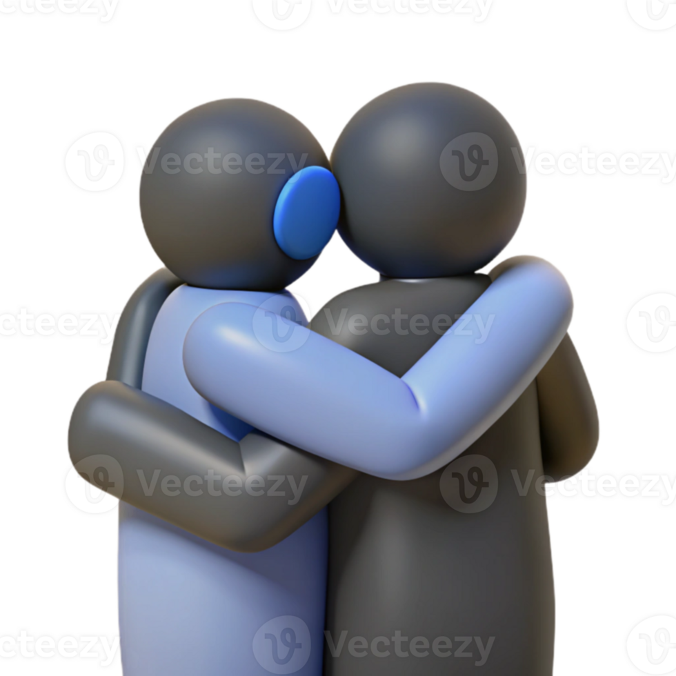 3D Render of Two People Hugging png