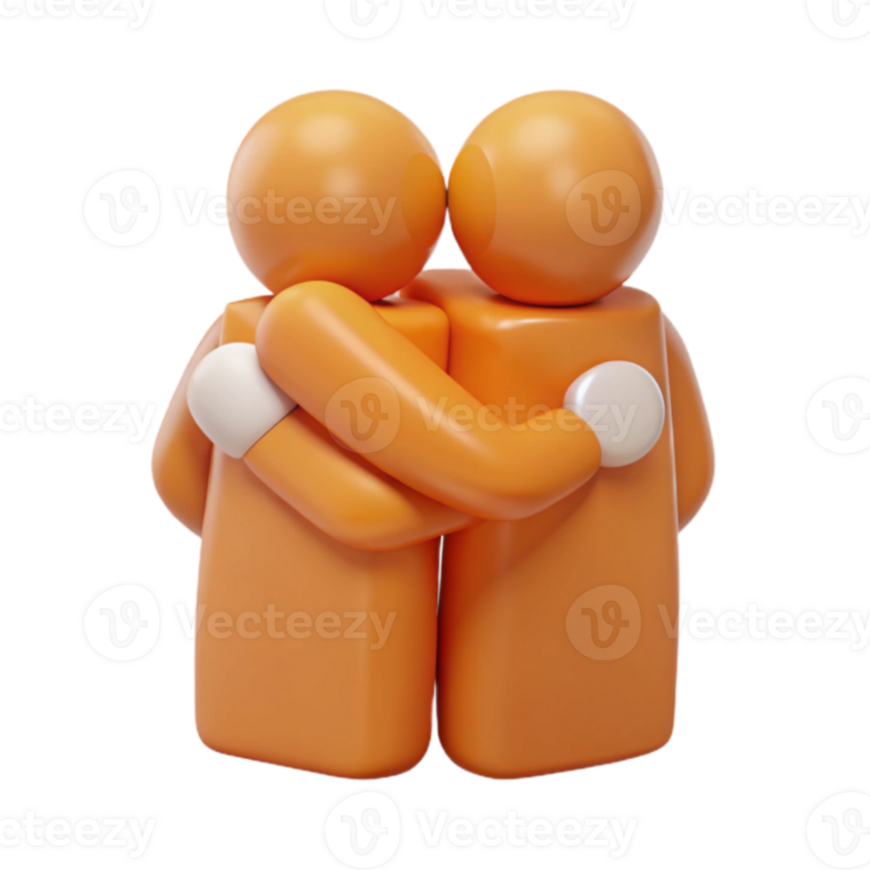 3D Render of Hugging Figures png