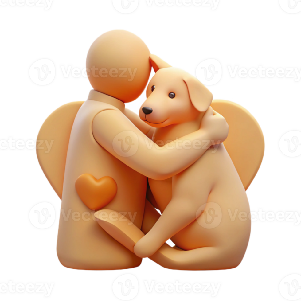 Person Hugging Dog 3D Illustration png