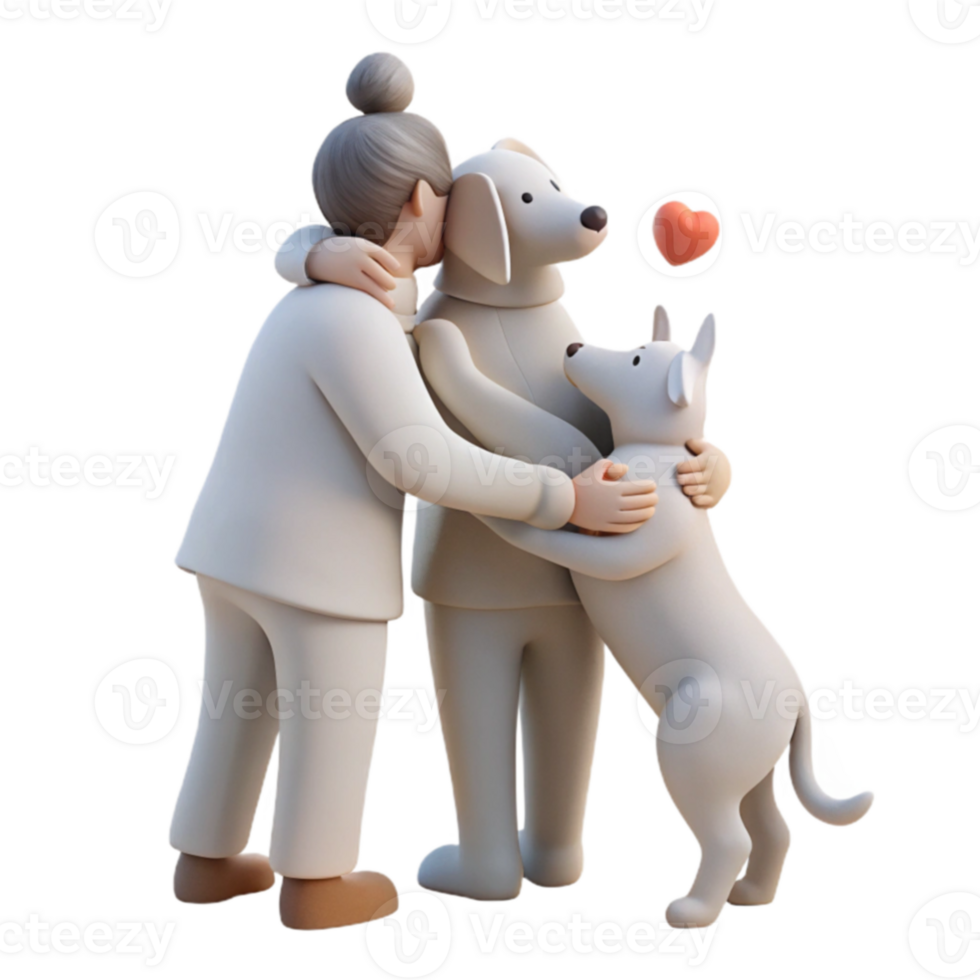 Woman Hugging Two Dogs png