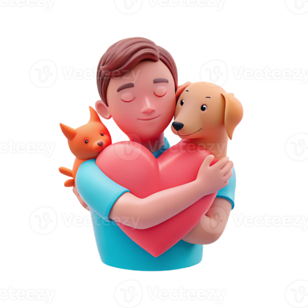 Man Hugging Heart with Pets png