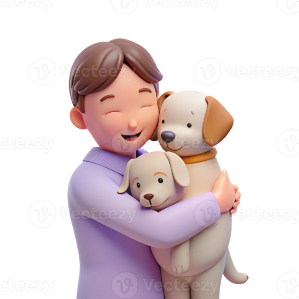 Man Hugging Two Dogs png
