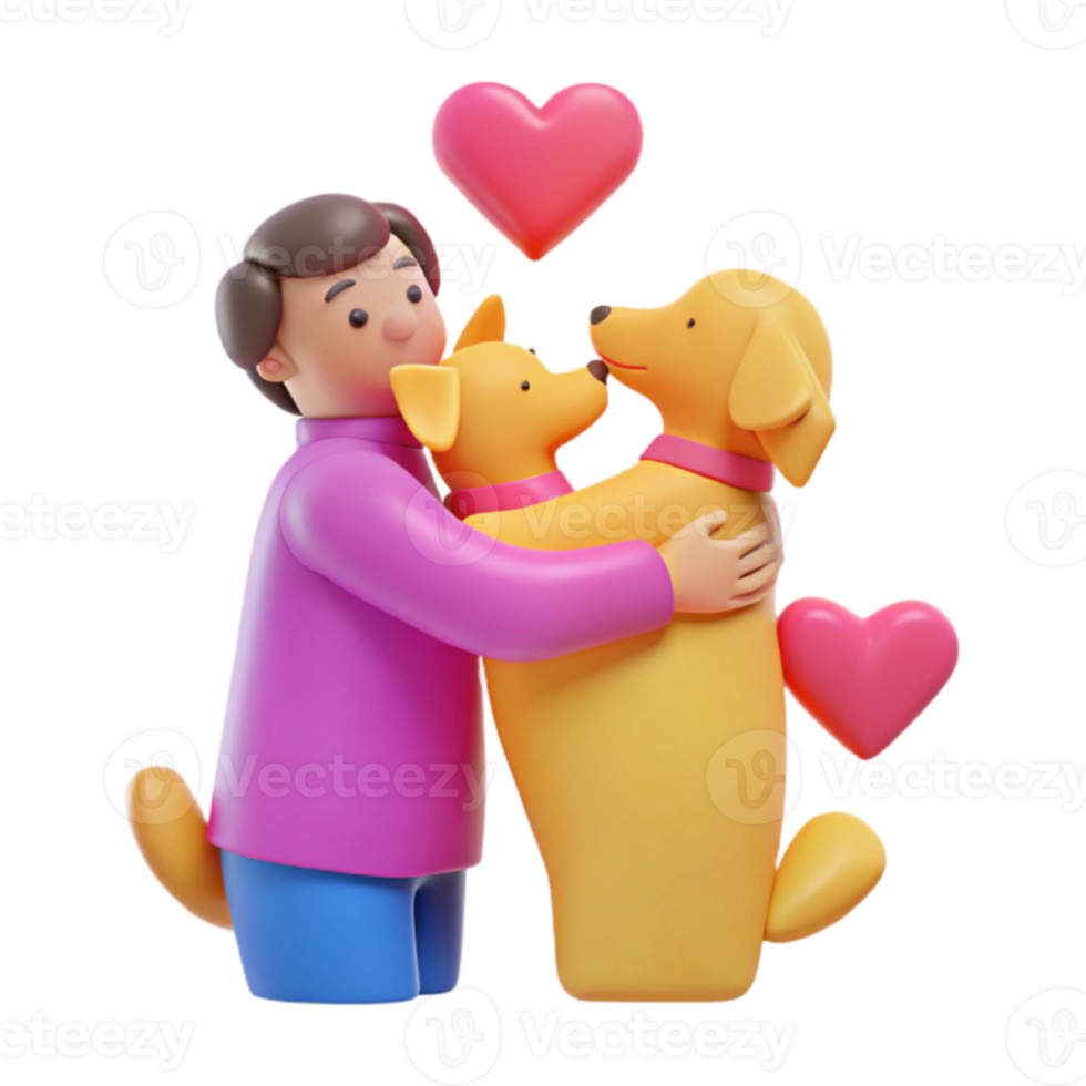 Man Hugging Two Dogs png