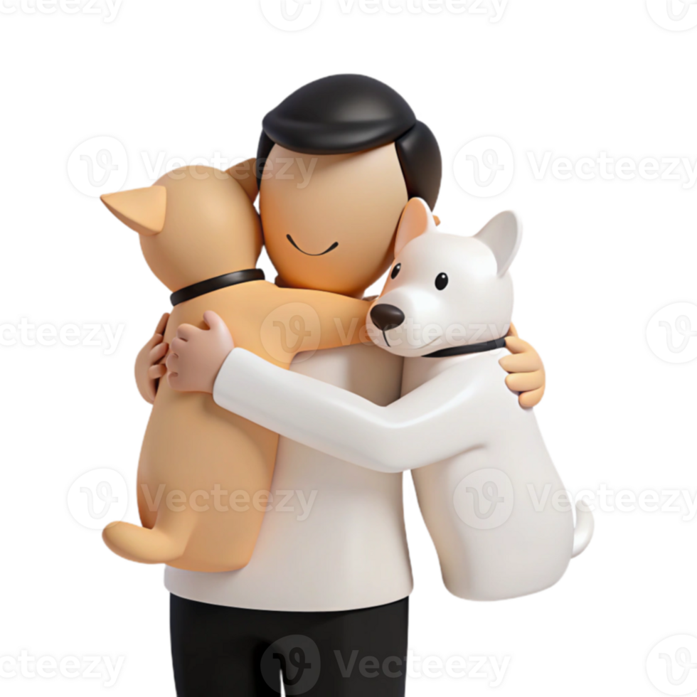 Man Hugging Two Dogs png