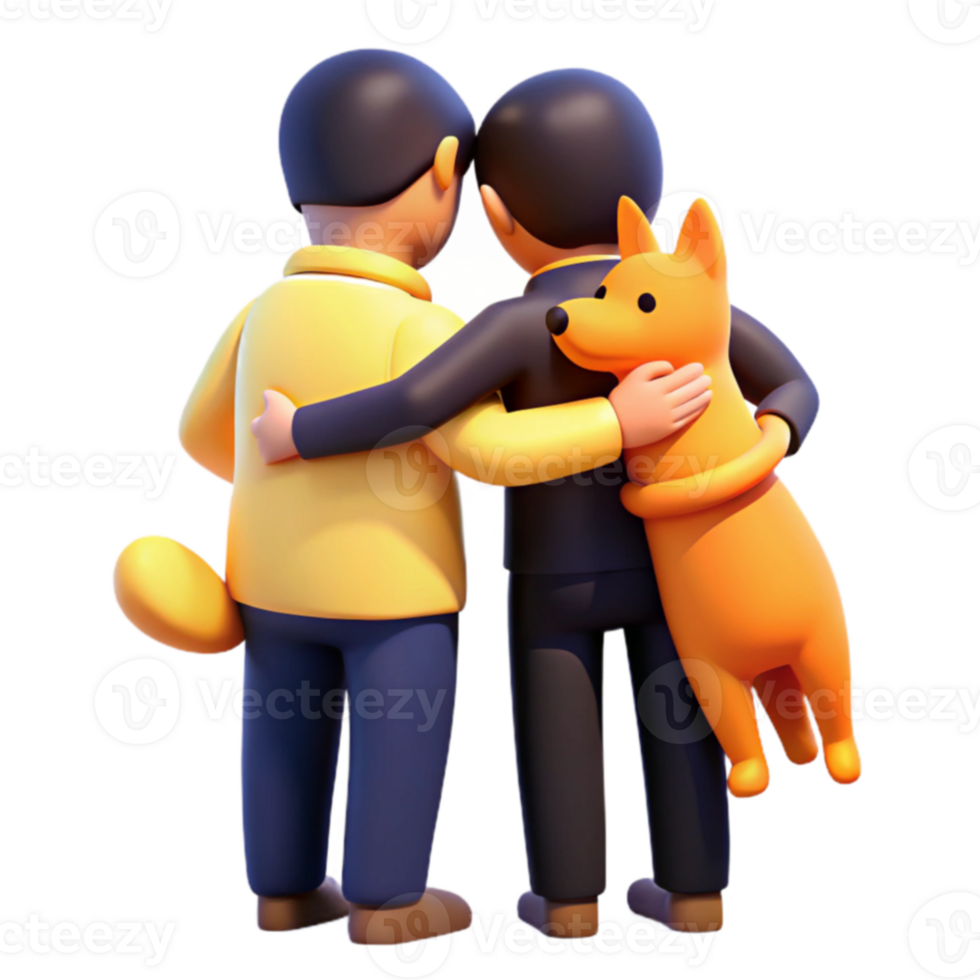 Friends Hugging Dog png