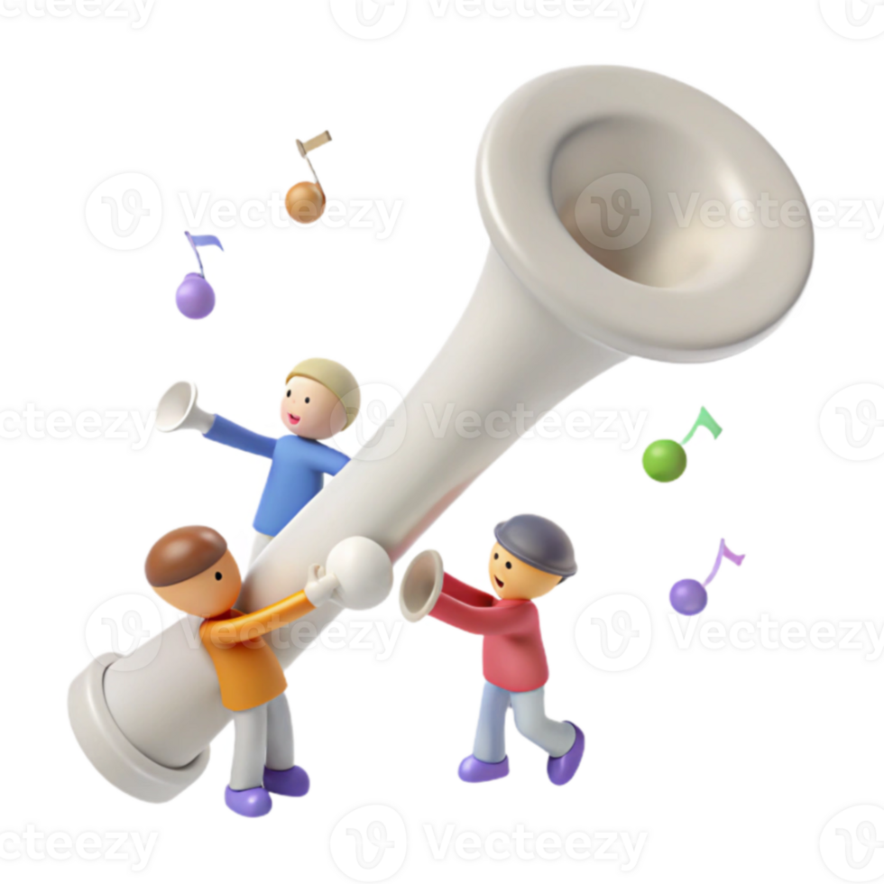 Playful Cartoon Characters with Large Instrument png