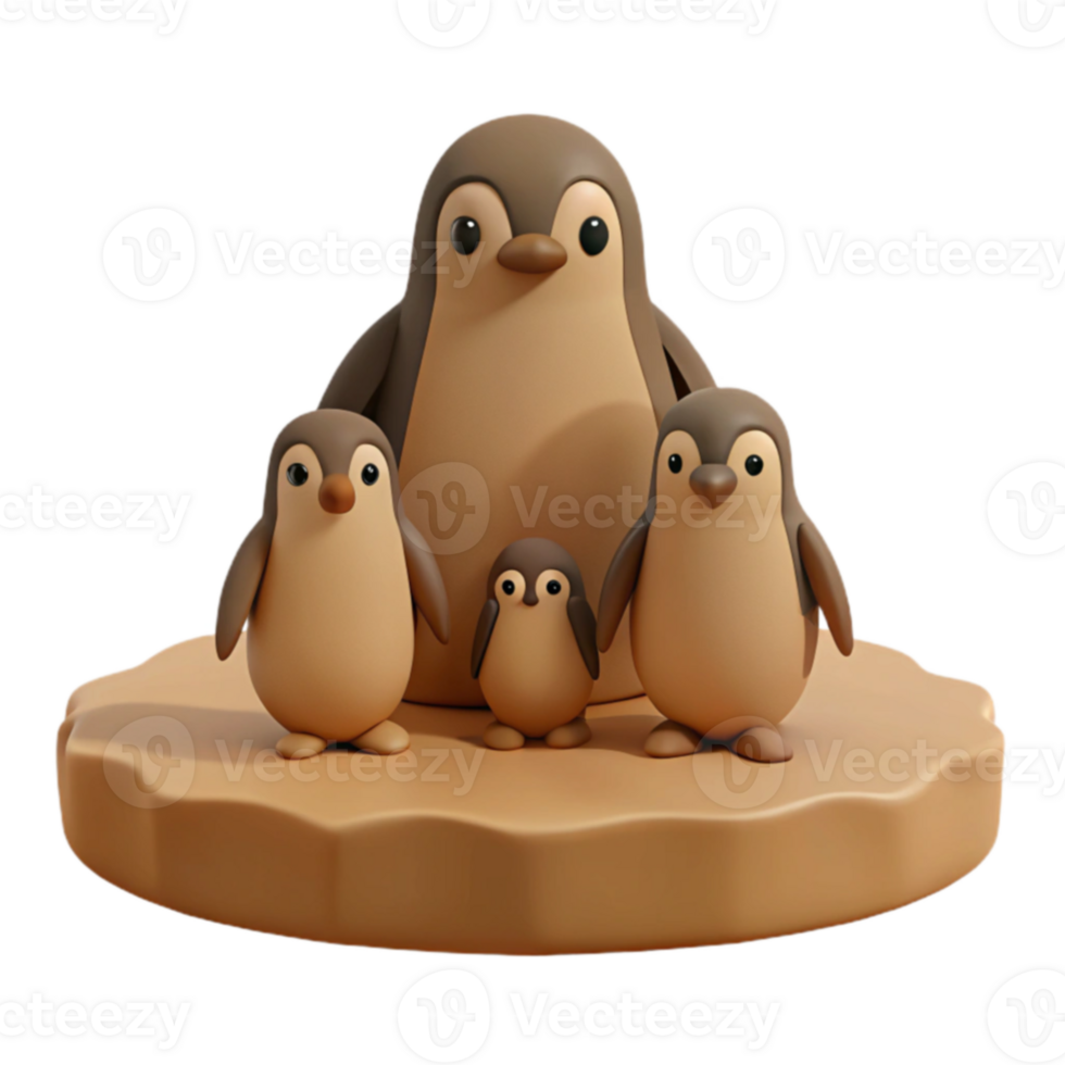 Cute Penguin Family on Ice png