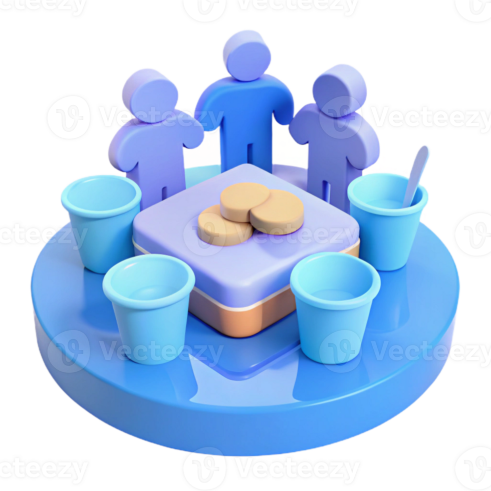 3D Illustration of Friends at Table png
