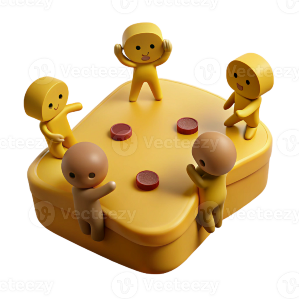 Cute 3D Characters on a Table png