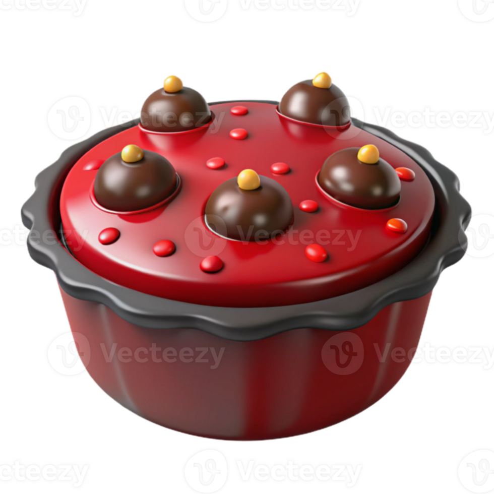 Red Cake with Chocolate Toppings png