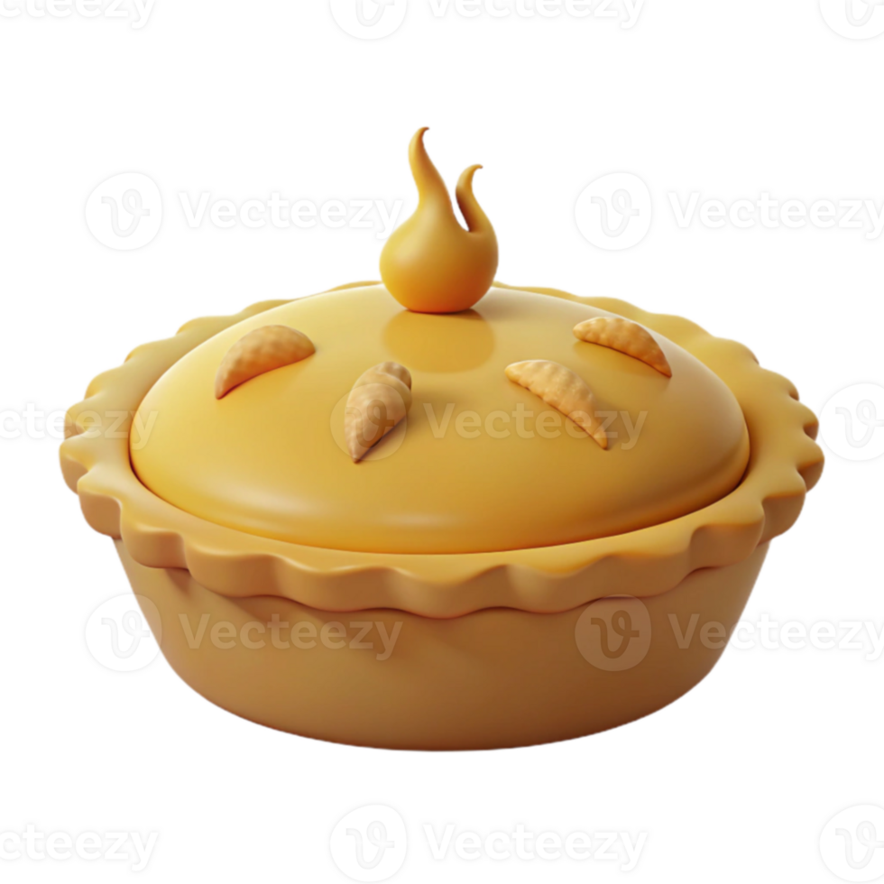 3D Cartoon Pie with Flame png