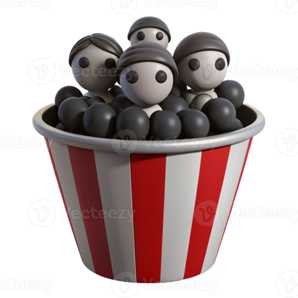 3D Cartoon Characters in Bucket png