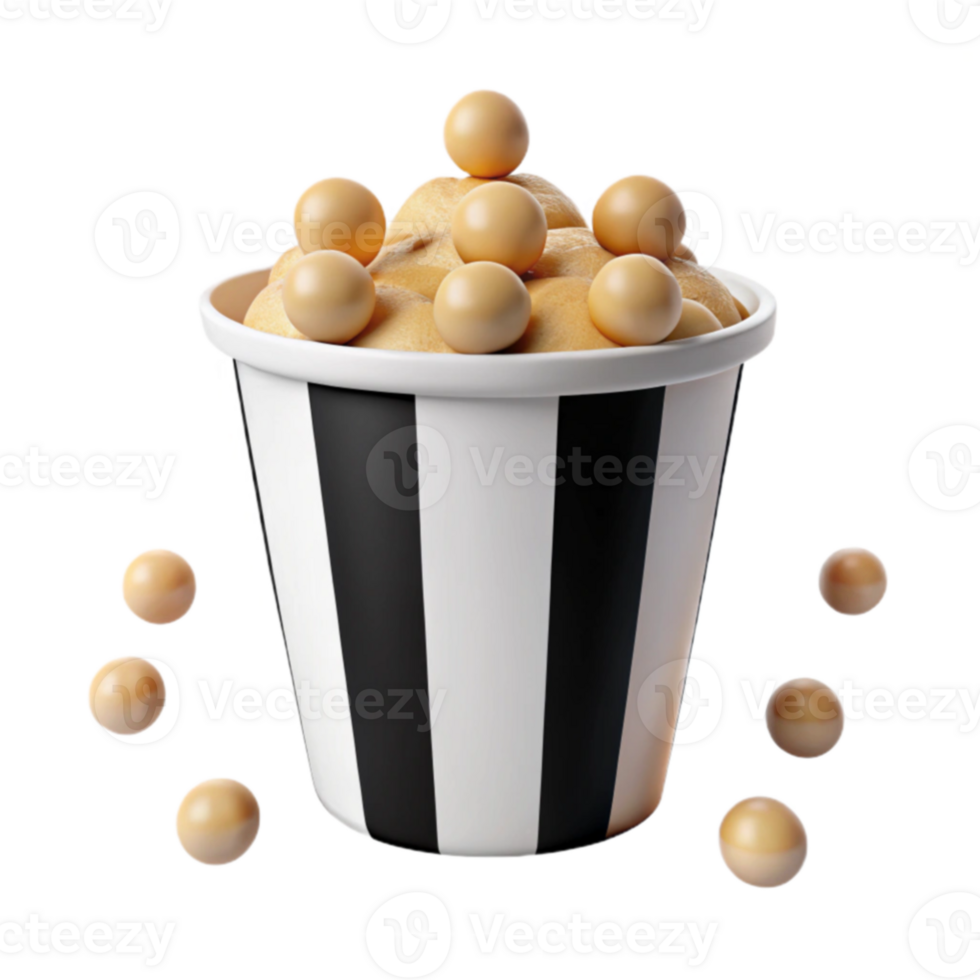 Striped Cup Overflowing with Round Treats png