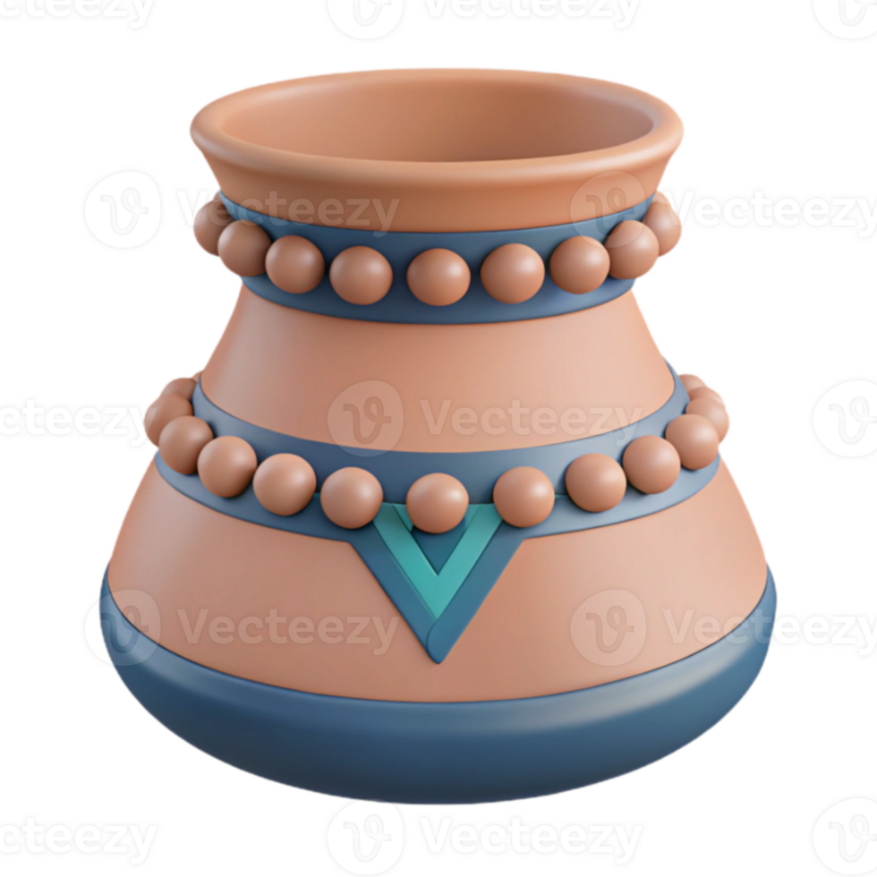 Ornate Clay Pot with Beads png