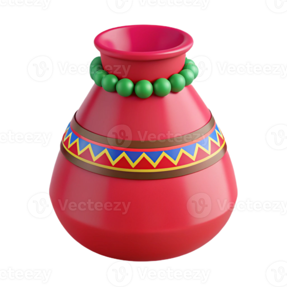 Red Decorative Pot with Beads png