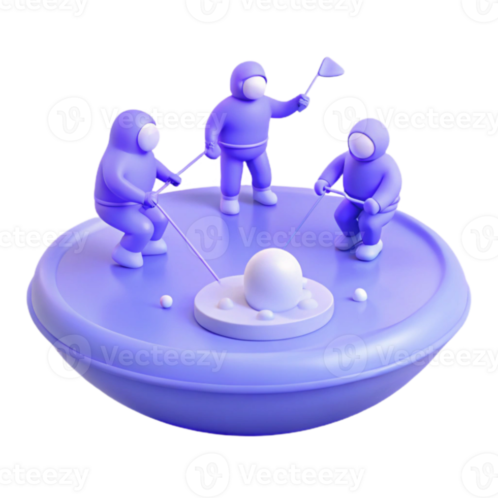 3D Astronauts Playing with a Ball png