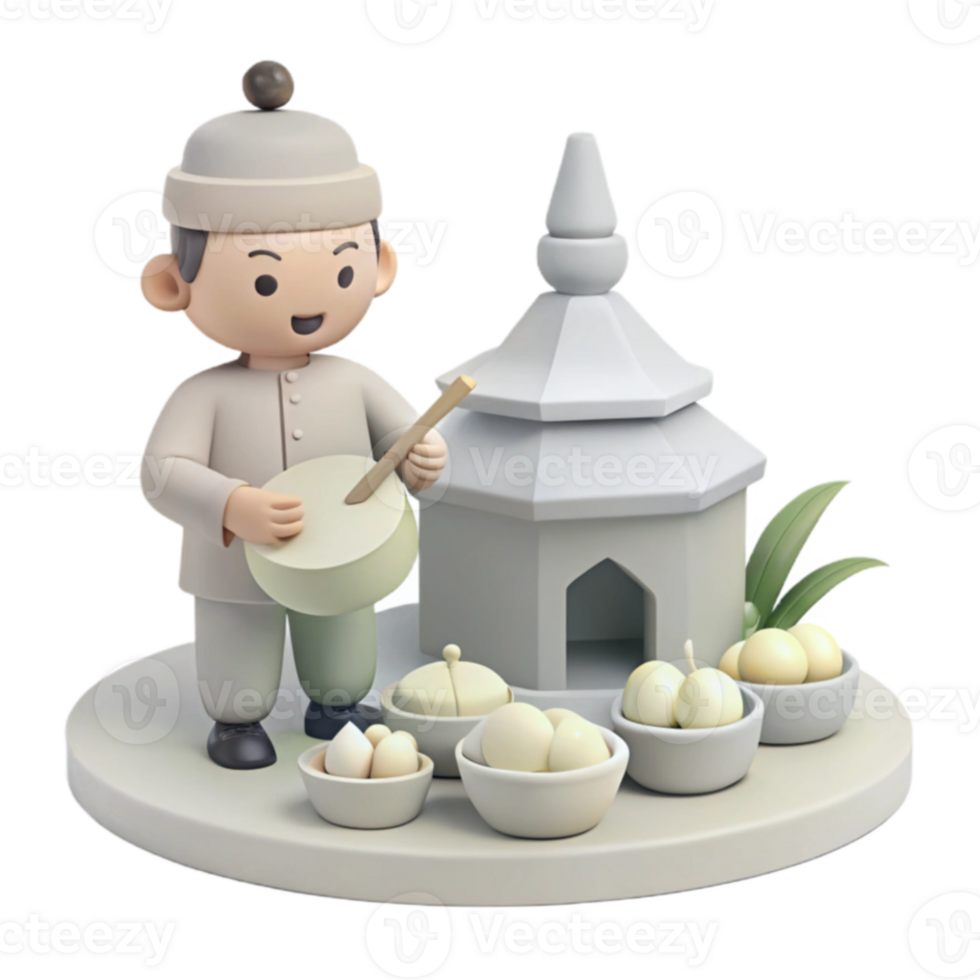 3D Character Playing Music png
