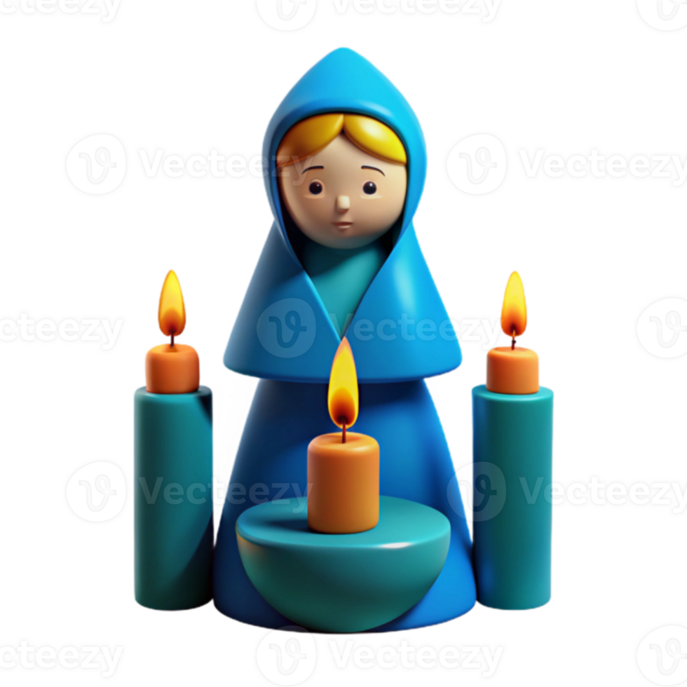 3D Rendered Religious Figure with Candles png