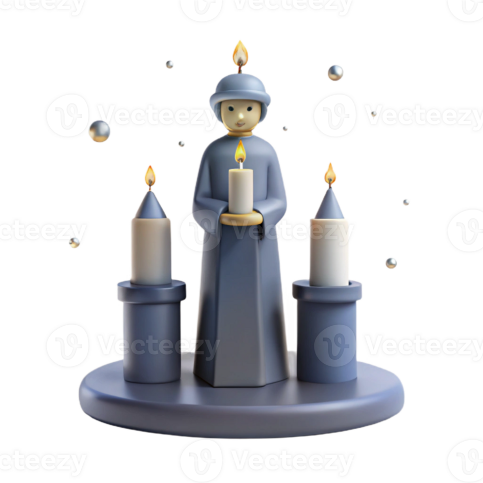 3D Candle Holder with Figure png