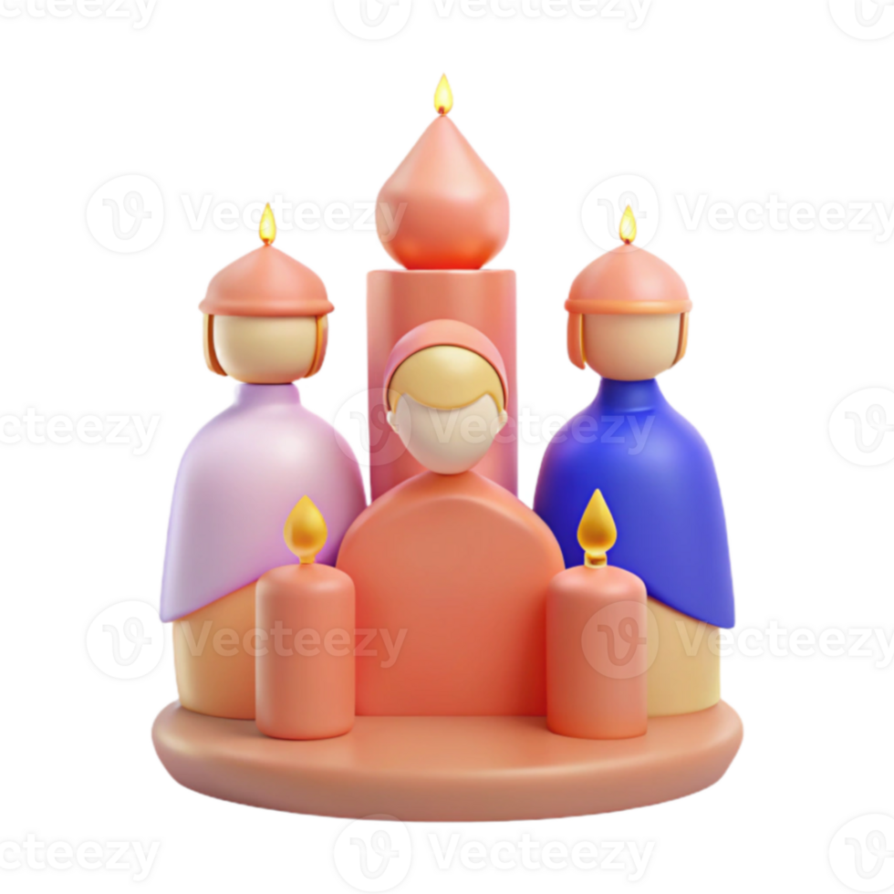 3D Festive Candle Holder png