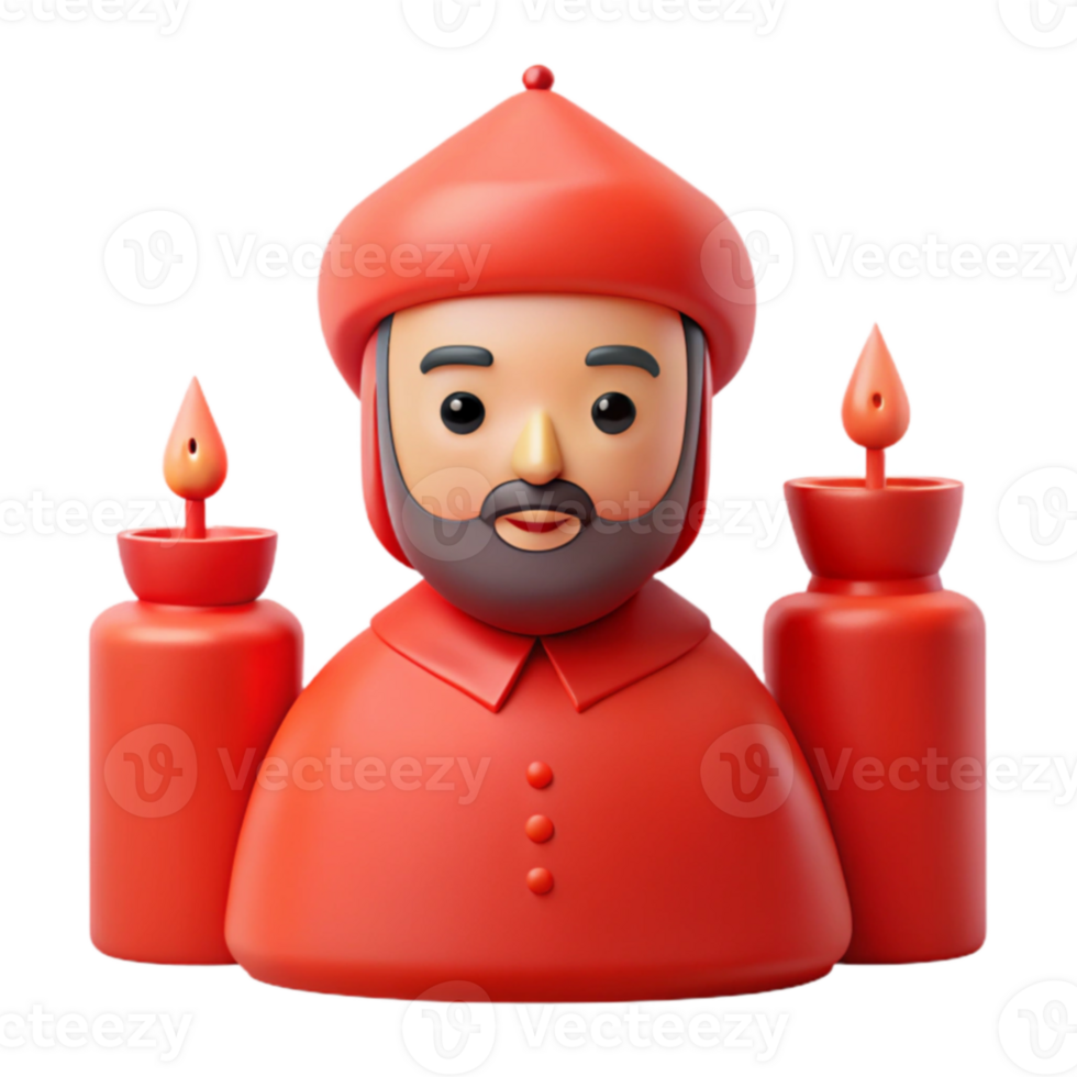 Red 3D Character with Candles png