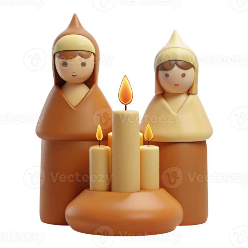 3D Cartoon Candlelight Figures png