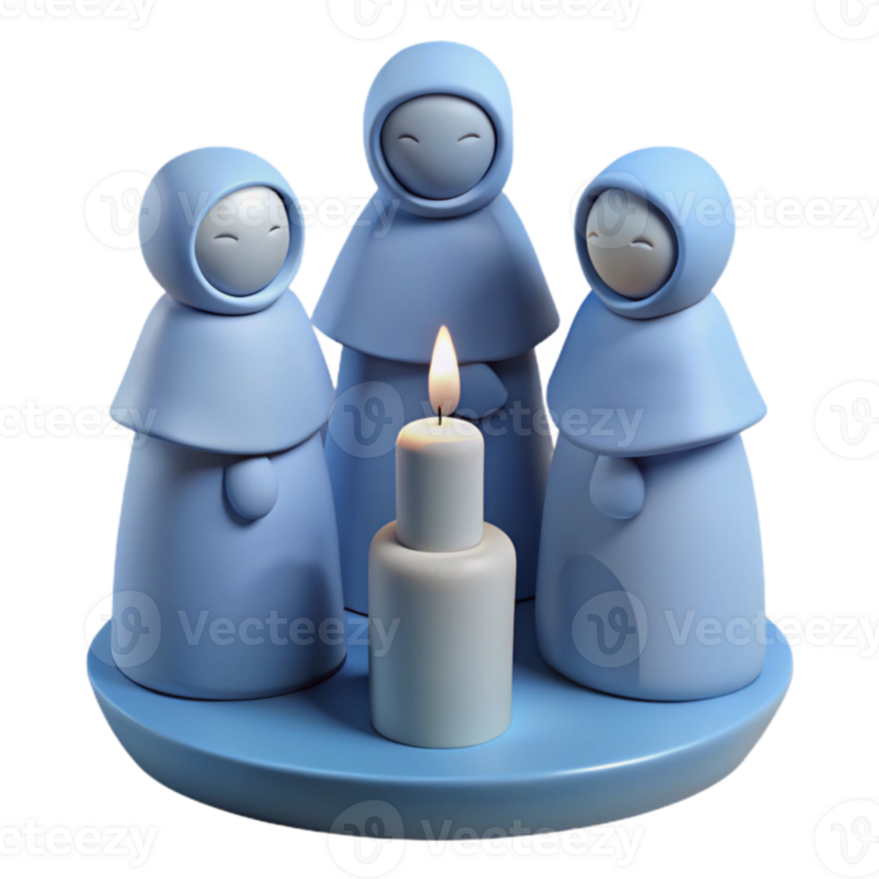 Three Figures Surrounding a Candle png