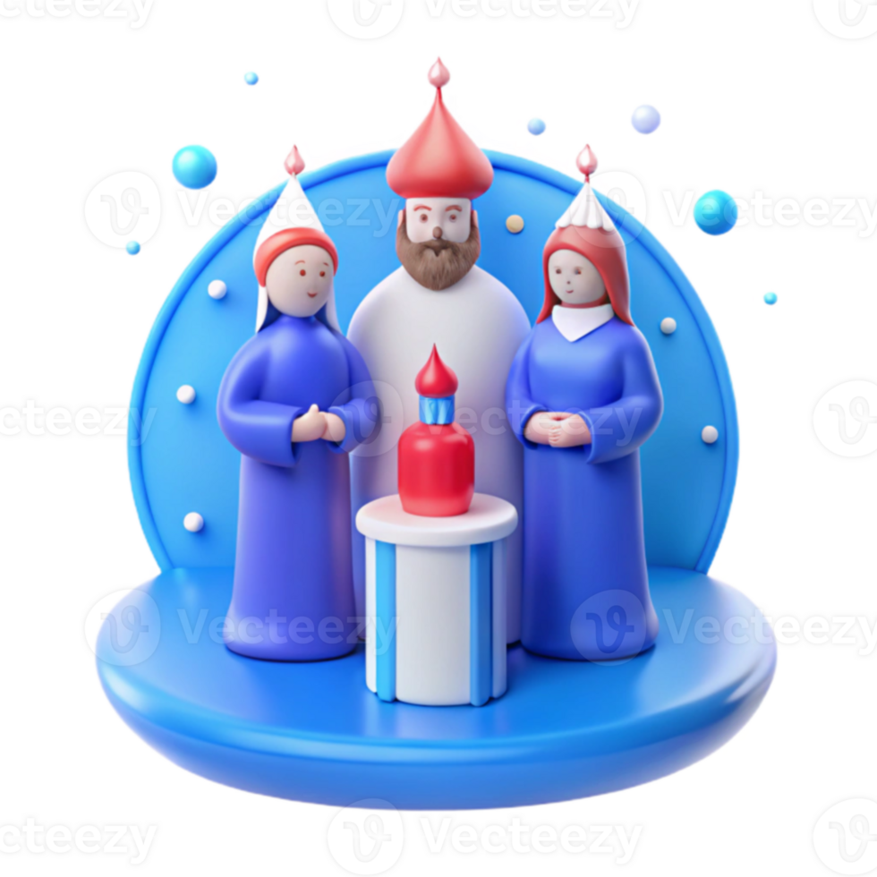 3D Characters with Red Candle png