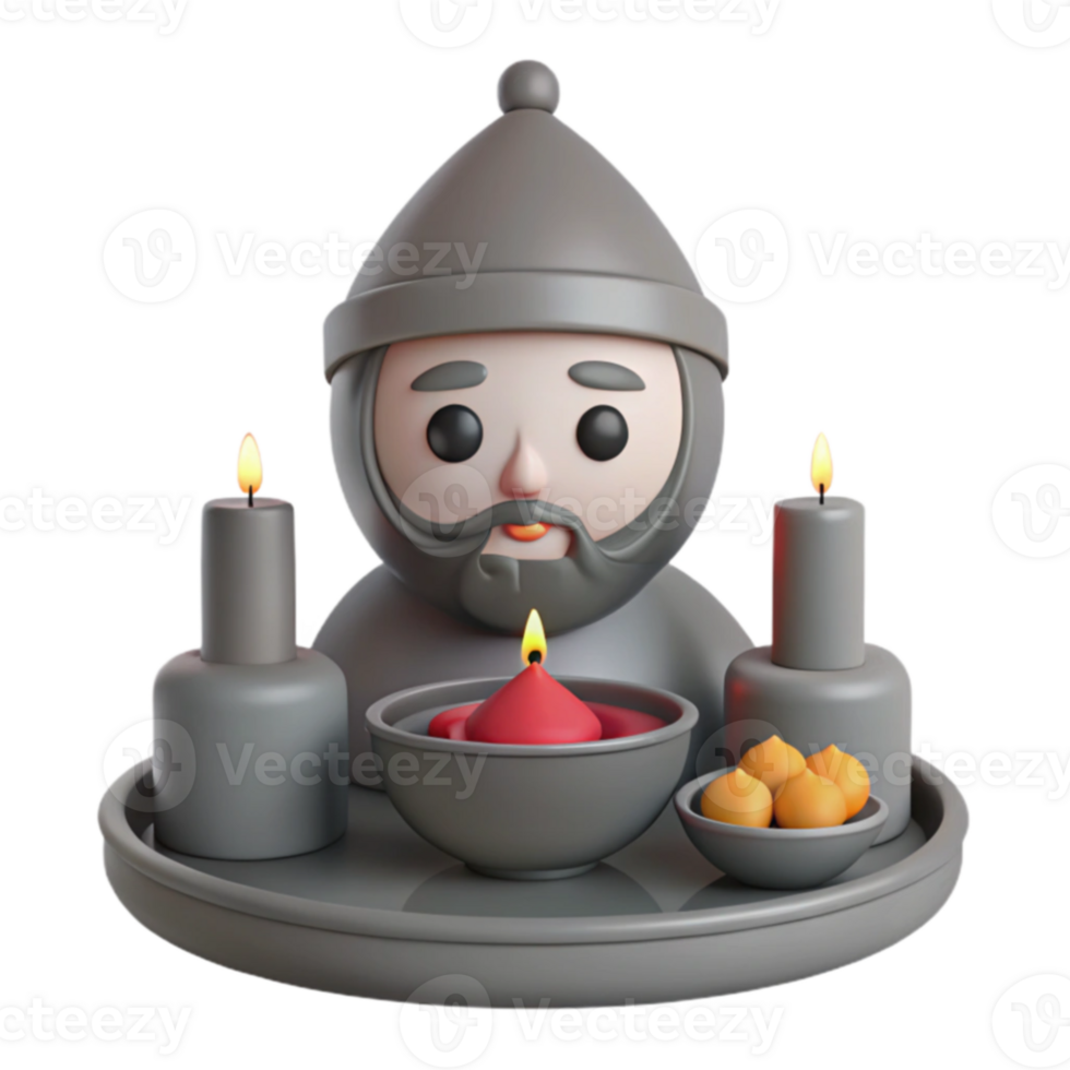 3D Render of a Person with Candles png