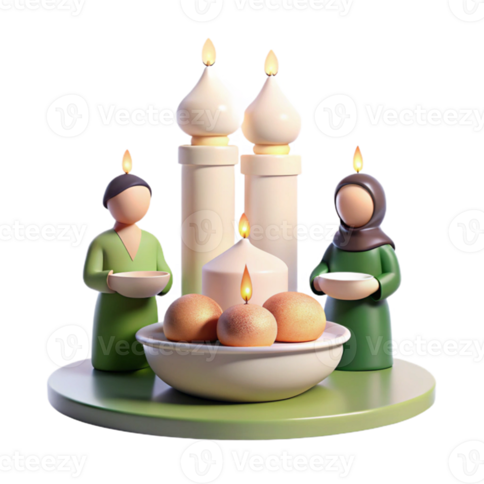 Candles, Figures, and Eggs on a Table png