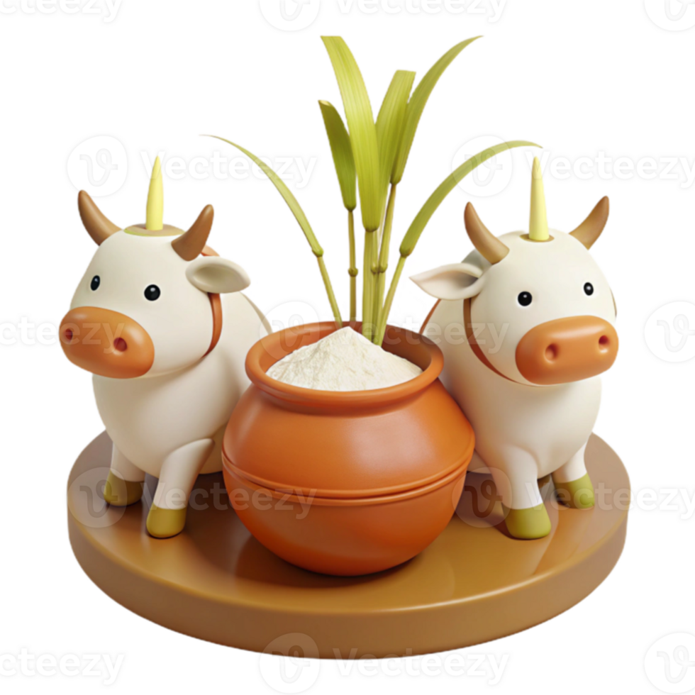 Cows, Pot, Rice Plants png