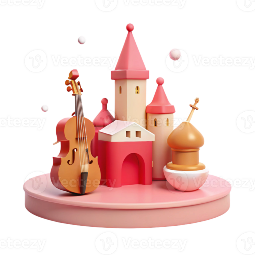 3D Castle with Violin png