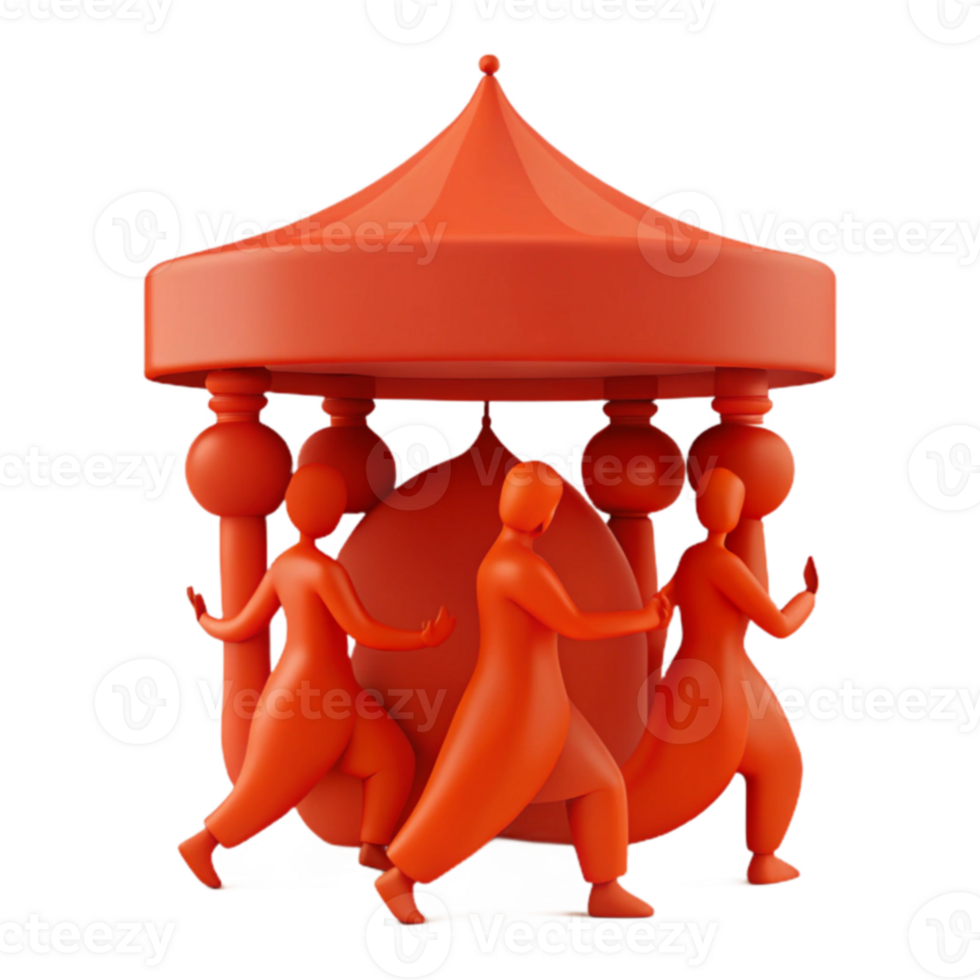 Red Figures Under Canopy png