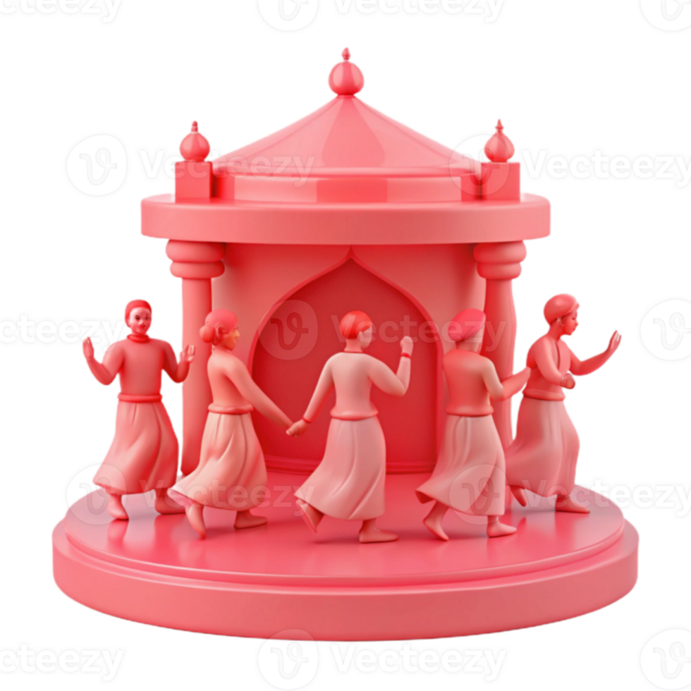 Pink 3D Figures Dancing png