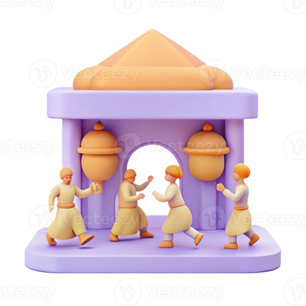3D Rendered People at Temple png