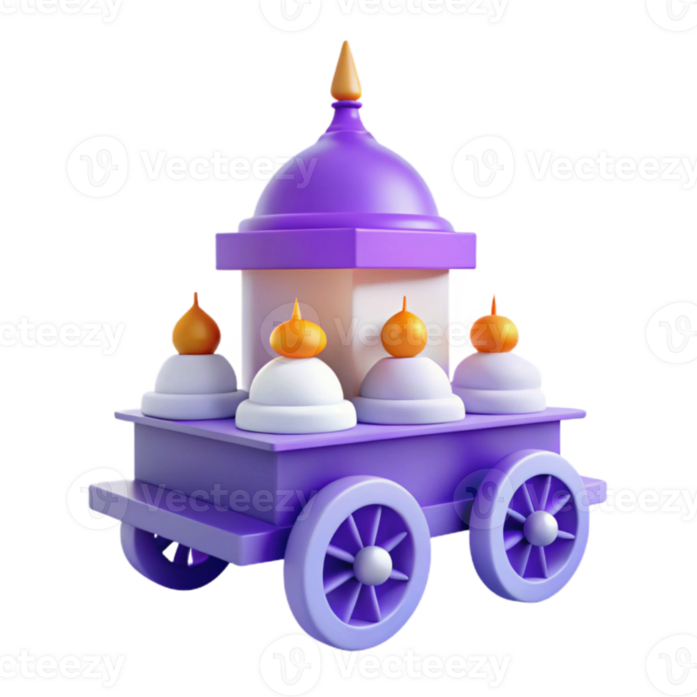 Purple 3D Cart with Domes png