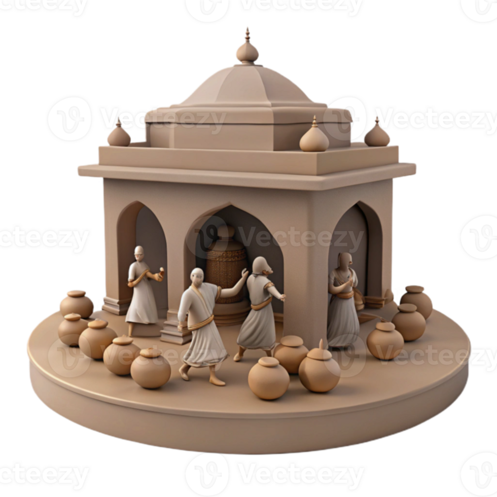 Temple with Dome and Pots png