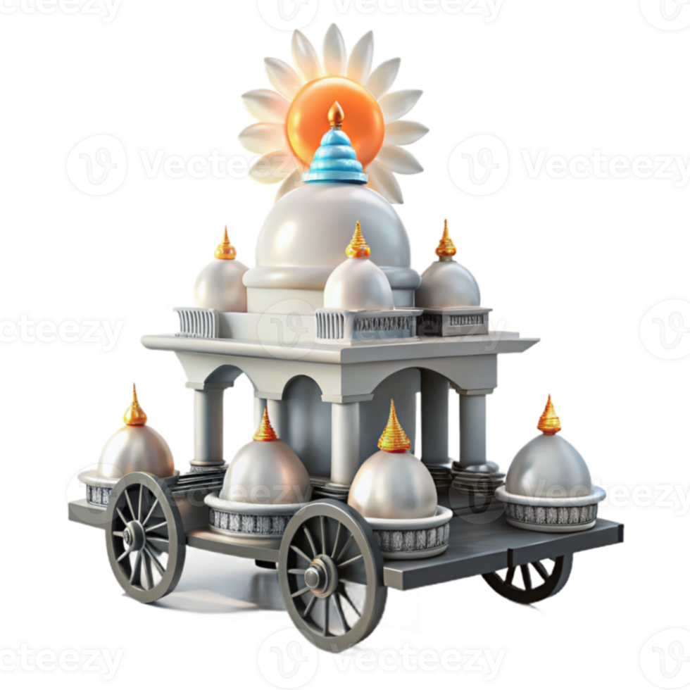 Ornate Carved Structure with Wheels png