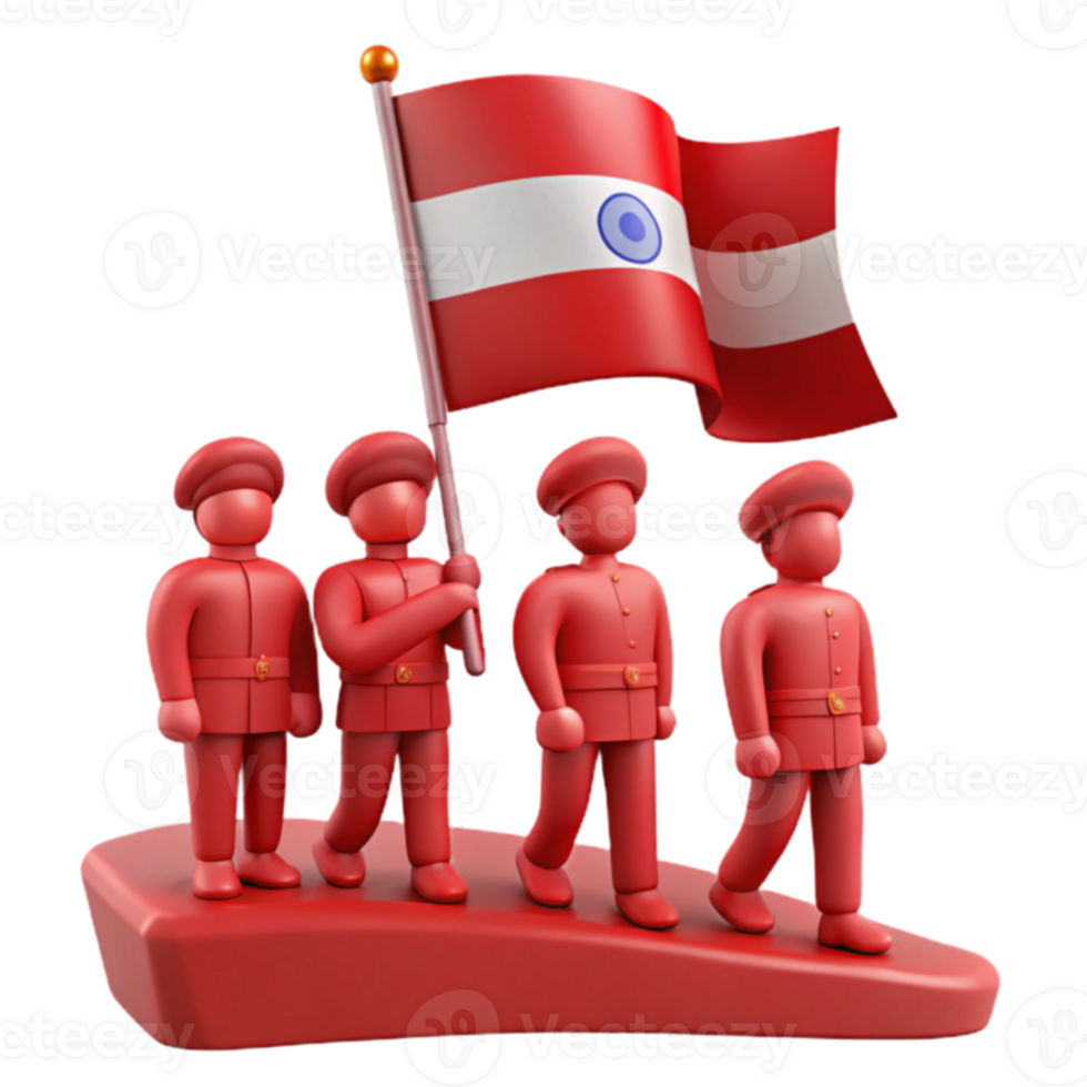 Red Soldiers Marching with Flag png