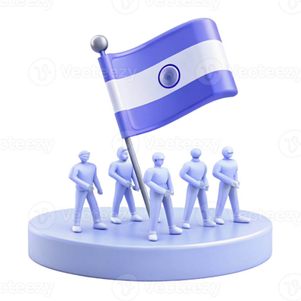 3D Illustration of Figures with a Flag png